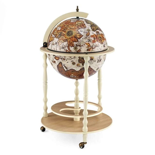 Italian Map Globe Opens into Drink Bar Storage World Explorer.Made in Italy