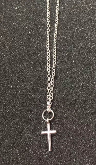 Cross Necklace 18” 925 Chain & Silver Plate Cross Charm.A Great Gift 💝 NEW