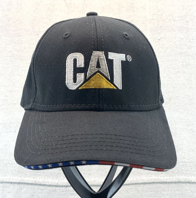 CAT CATERPILLAR CAP Trucker Hat Patch Logo American Flag Brim—B EUR 11