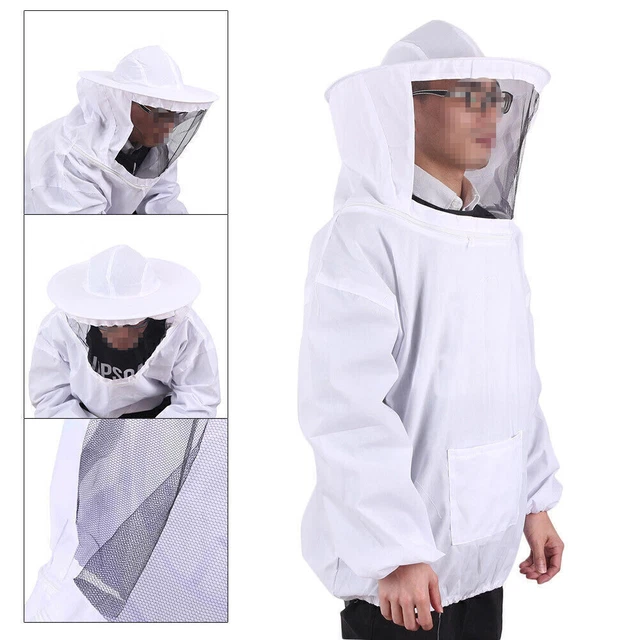 Beekeeping Beekeeper Jacket With Net Protective Veil Smock Coat Suit Kit White