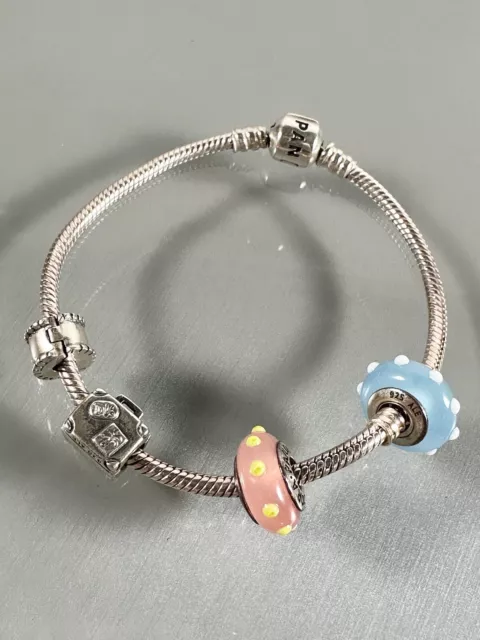 Pandora Jewelry | Lot of Two Vintage Sterling Pandora Charm Bracelets with 2 Charms and 2 Spacers | Color: Silver | Size: One Size | Thejewellbox's