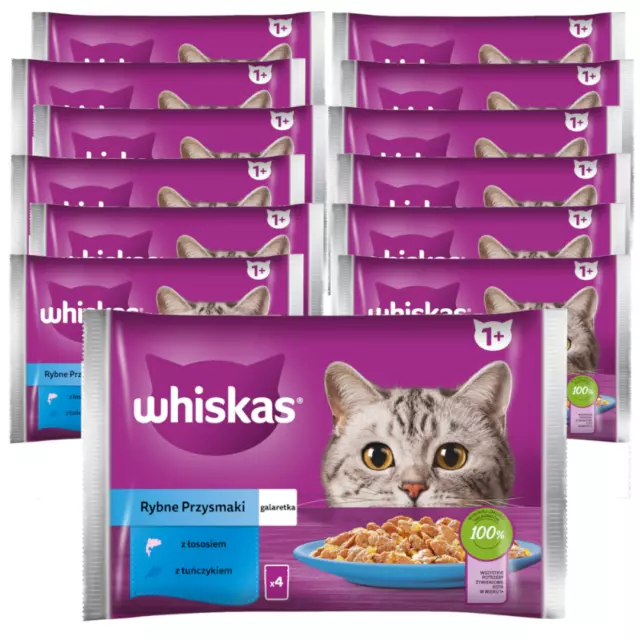 WHISKAS gelatina con sabor a pescado para adultos, 13 x 340 g