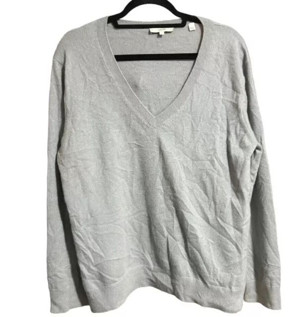 VINCE Women's 100% Cashmere Weekend V-Neck Sweater in Gray Large