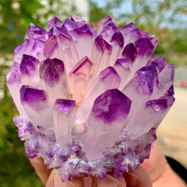 398G New Find sky purple Phantom Quartz Crystal Cluster Mineral Specimen Healing