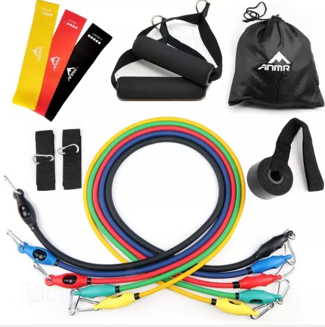 5 bands Latex Resistance Bands Set Gym Door Anchor Ankle Straps With Bag Kit Set