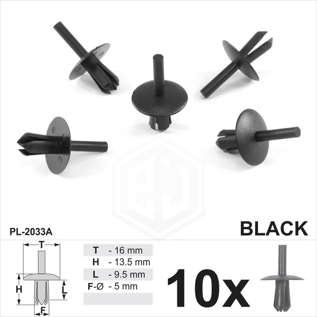 Robust Car Parts BMW 5mm Plastic Rivet Clips – Wheel Arch Liner & Molding – 10 Pack, OEM 51161881149