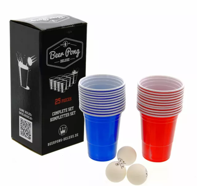 Table biere pong pour fêtes avec 100 gobelets, 5 boules, 242x62 cm noir
