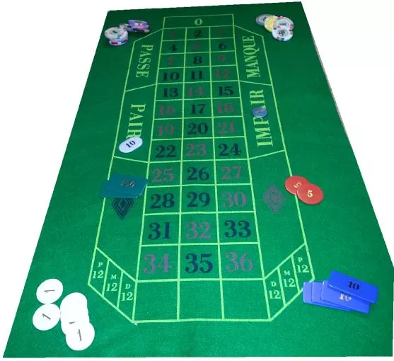 Green Baize Layout for Roulette and Black Jack