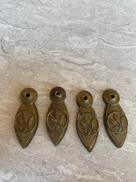 4 x Brass Victorian keyhole escutcheons with Covers Decorative Architectural