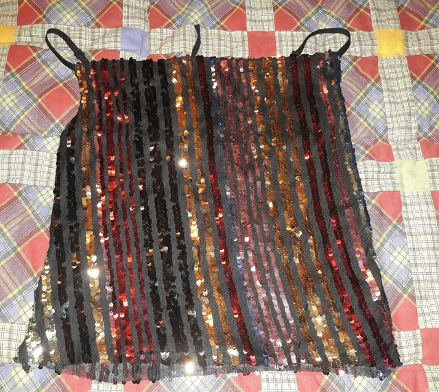 Vestito Top Donna da Ballo, con Paiette Colorate Arcobaleno