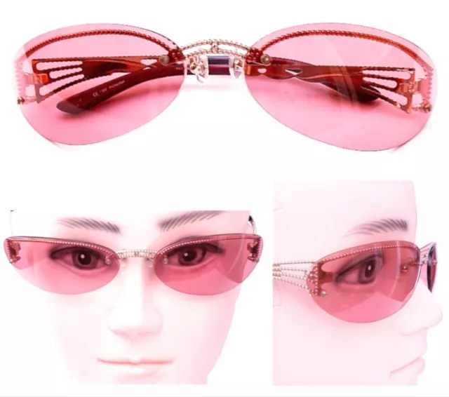 Jean Paul Gaultier Women Sunglasses 90s Vintage Gold Frame/Pink Lenses, Jpg Case
