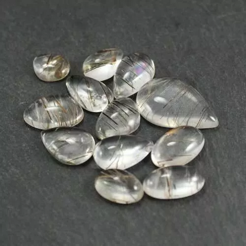 Rutilated Quartz cabochons for jewellery making | Oval and Round Quartz cabochon