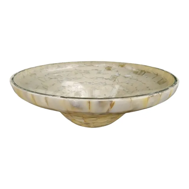 Vintage Medium Inlaid Abalone Shell Centerpiece Bowl Mid-century Mod