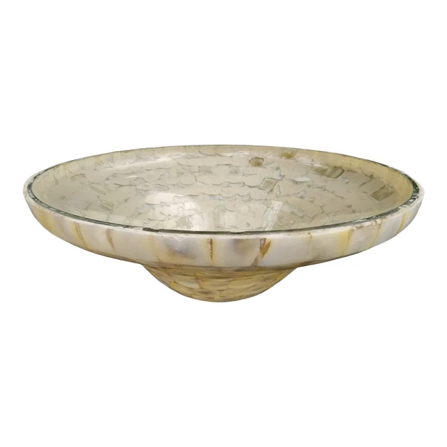 Vintage Medium Inlaid Abalone Shell Centerpiece Bowl Mid-century Mod