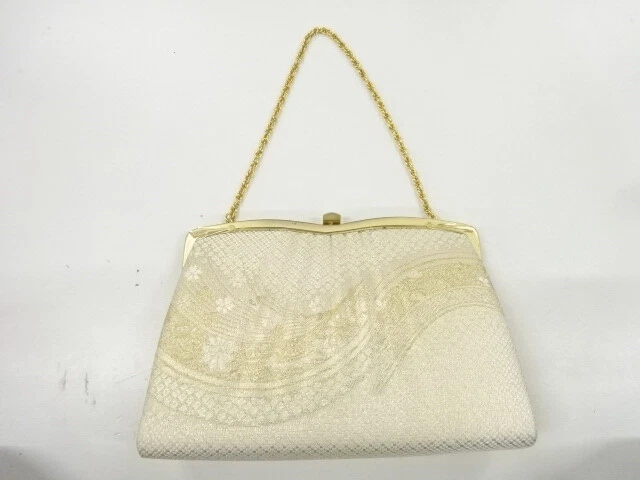 6503061: Japanese Kimono / Vintage Bag / Woven Stream & Floral Plants