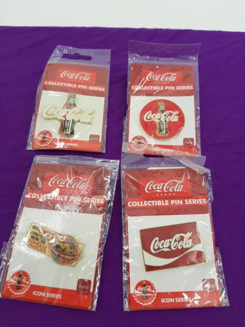 Coca Cola Collectible Pin ICON  Series 2000s Vintage Lot of 4