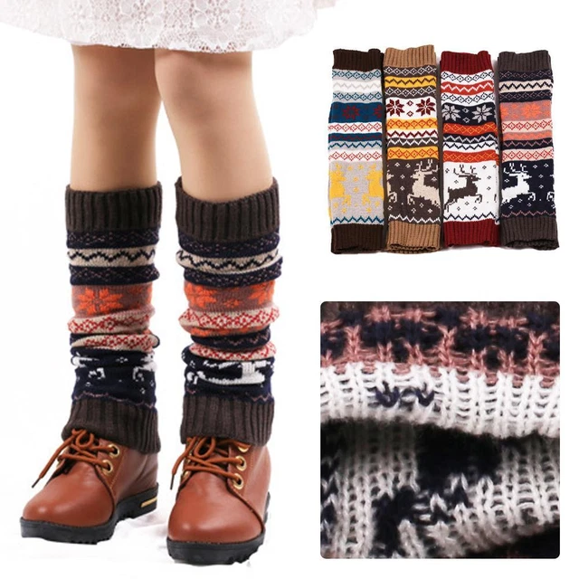Women Leg Warmers Crochet Knit Ribbed Knee High Winter Boot Cover Long. W4U0