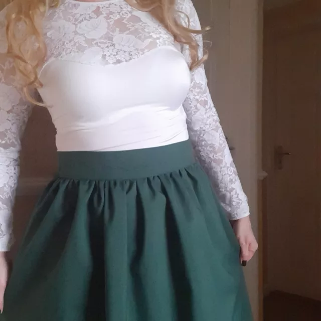 Ladies Long Green Skirt Victorian Edwardian Regency Fancy Dress Costume M 10-14 3