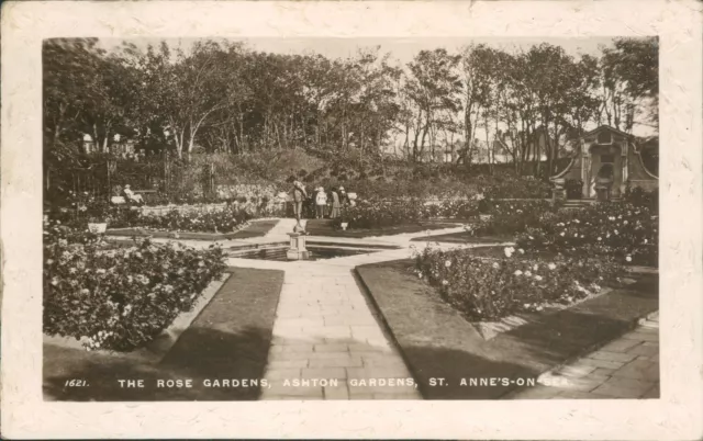 Postcard posted 1920 Lancashire Blackpool St. Annes, Ashton gardens real photo