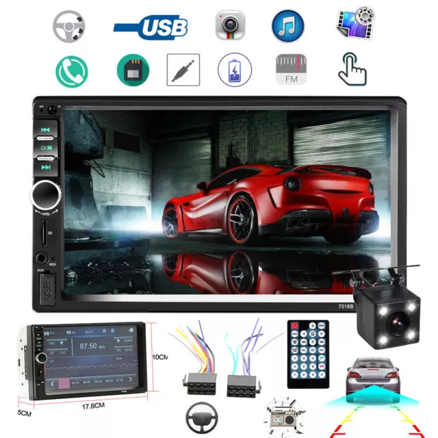 Pantalla Radio Para Carro Auto Con Camara De Reversa Retroceso 2 Din Bluetooth