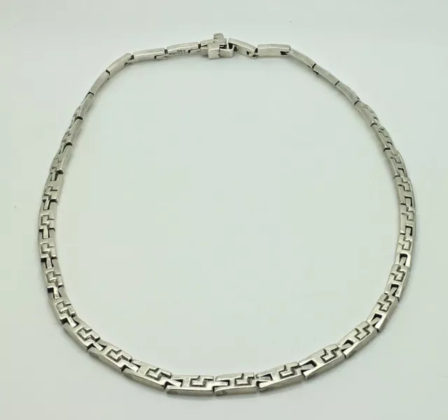 Sterling Silver  Necklace Interlocking Links Modernist 16 1/2 “ Mexico