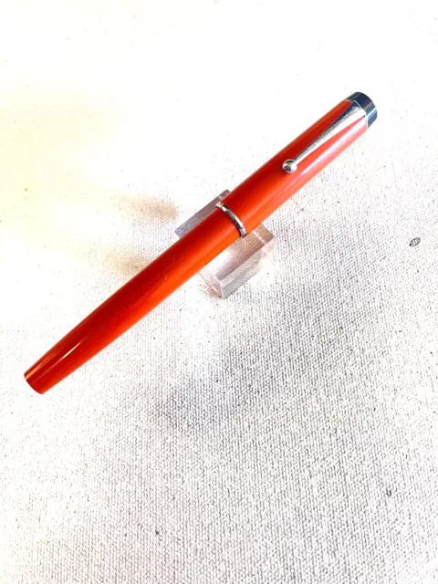 1980s Parker "Big Red" Ball Pen. Orange w black button. USA. Gently used.