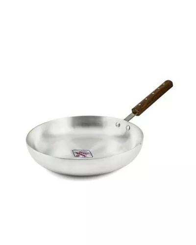 Mastercook 22cm Heavy Duty Round Cooking Curry Fry Pan Flat Base Wooden Handle