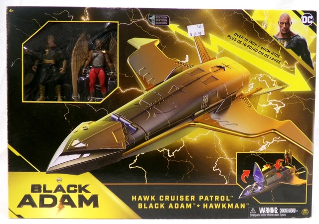 dc comics, Hawk Cruiser Patrol, con Action Figure Black Adam e Hawkman, Larghezza 40 cm, Prima Edizione, Giocattoli per Bambini di Supereroi, Ragazze dai 4 Anni in su, 6064871