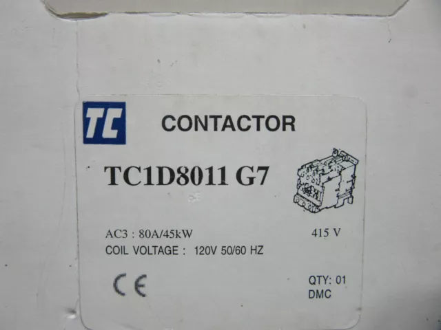 Shamrock TC1-D8011-G7 Contactor 3P 80A 120VAC Aux. Built-in 1 NO / 1 NC NEW!!!
