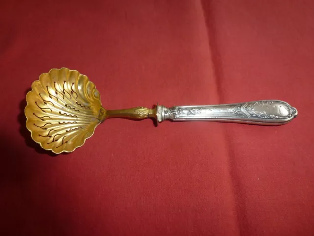 Ancienne Cuillere A Saupoudrer Le Sucre Argent Vermeil