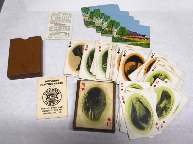 Vtg Southern Pacific Lines Official Deck Of Poker Playing Cards With Box Om32-73