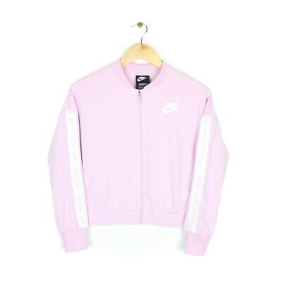 Nike Girls Full Zip Pink Tape Logo Standard Fit Tracksuit Jacket - Size L Girls