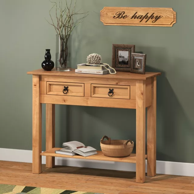 Corona Console Table 2 Drawer Mexican Solid Pine Hallway by Mercers Furniture®