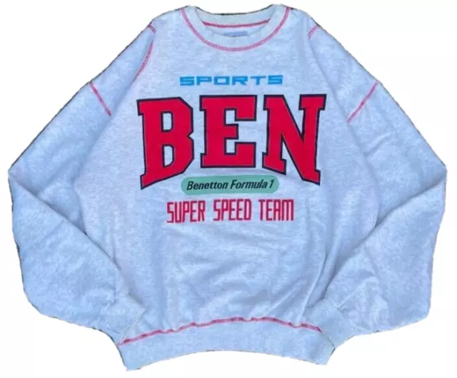 VINTAGE BENETTON FORMULA 1 Racing Super Speed Team Sweatshirt Size ...