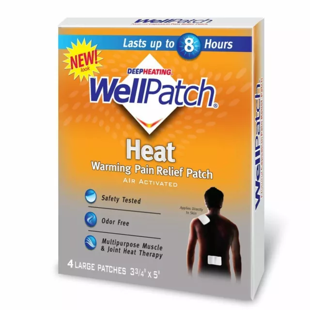 Wellpatch Deep Heating Warming Patch Pain Relief Odor Free 4 x 5 Inch 4ct 2 Pack