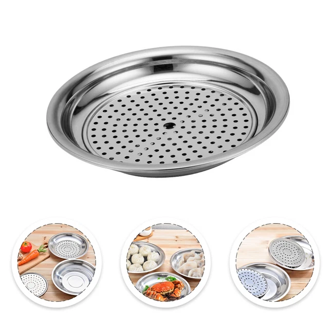 Metal Steaming Dish Round Steamer Rack Drain Pan Toaster Tray French Fries
