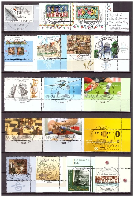 Bund 2008-Jahrgang mit allen Selbstklebenden alle Eckrand Vollstempel gestempelt