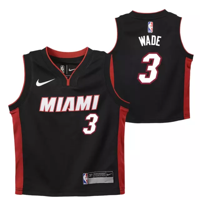 Miami Heat Basketball Jersey (Size 4y) Kid's Nike NBA Icon Top - Wade 3 - New