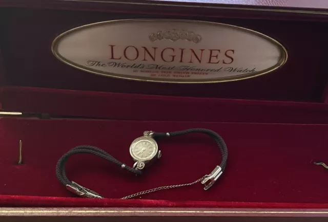 Vintage 14K Solid White Gold Longines Wittnauer Ladies Watch Original Box