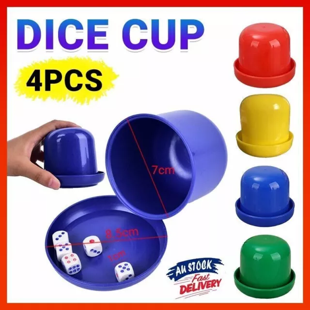 4x KTV Bar Party Dice Cup Drinking Board Game Gambling Dice Box 10mm d6*5 Table