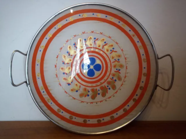 Ancien Présentoir miroir plateau de Table/service rond , 29 cm Art Déco Vintag