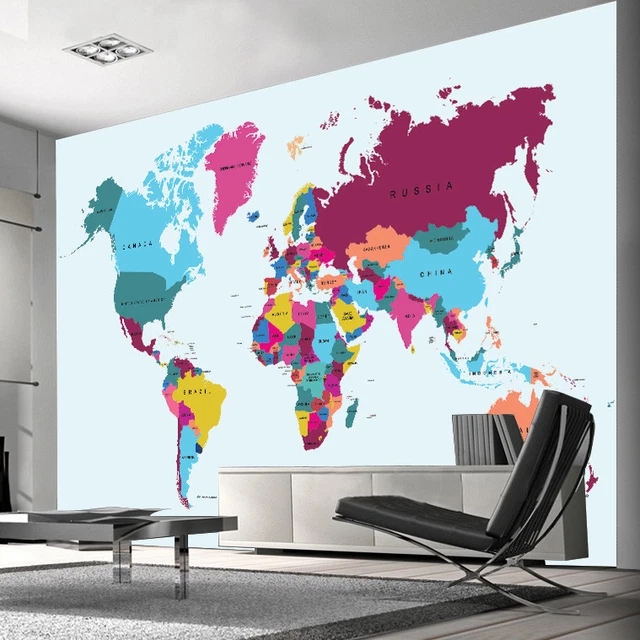 WORLD MAP CHILDRENS Photo Wallpaper Wall Mural Kids Decoration Home