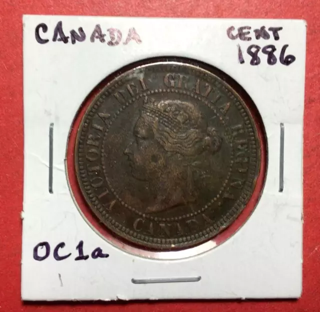 1886 Queen Victoria Canada LARGE CENT! Very Fine! Lower Mintage Coin