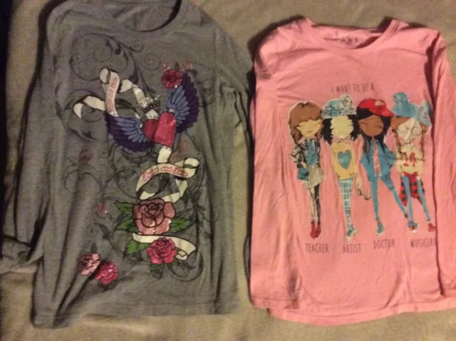 2 Girls long sleeve Childrens Place shirts size 7/8 EUC