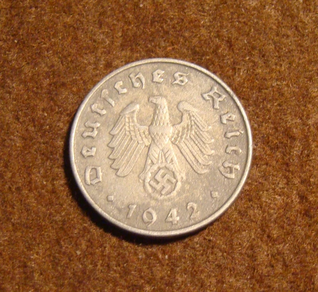 1942 E German 10 Pfennig Deutsches Reich Nazi coin nice condition