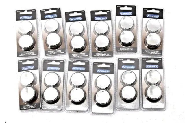 Lot Of 24 Amerock Allison Round Cabinet Knobs Polished Chrome 1-3/4" x 3/4"