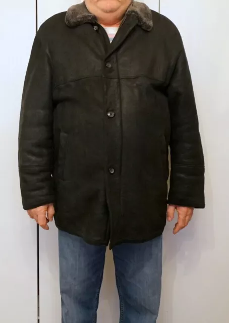 Via Veneto UOMO Men's Black Spanish Lamb Shearling Leather Coat Size XXL Via Veneto UOMO Men's Black Spanish Lamb Shearling Leather Coat Size XXL