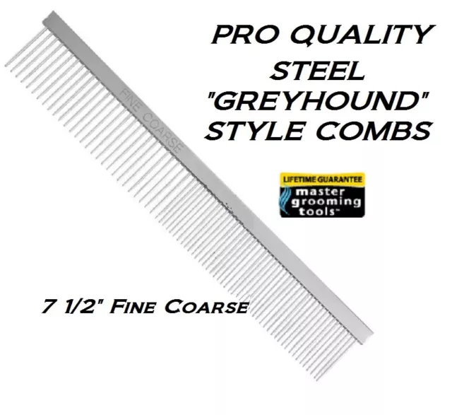 Master Grooming Tools Greyhound Style Steel FINE-COARSE COMB Pet Dog Cat Hair