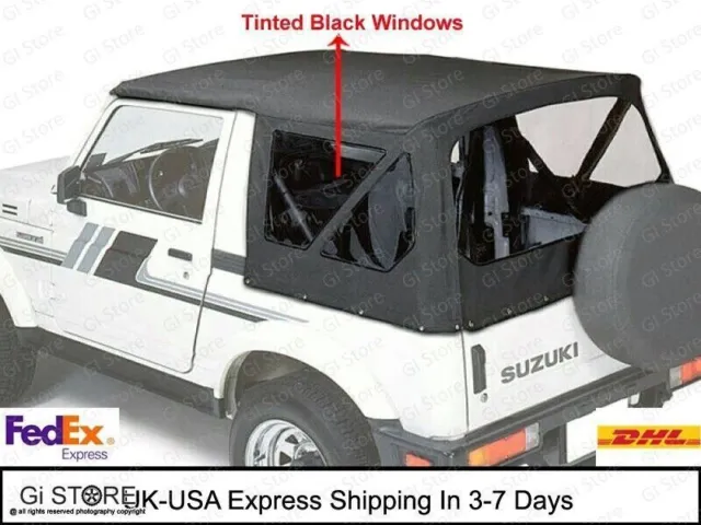 Soft Top for Suzuki Samurai Denim with Black Tinted Windows4 Short Body Samurai