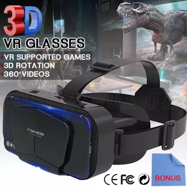 3D Google VR Box Headset Virtual Reality Glasses For Game Movie Smart Phone New